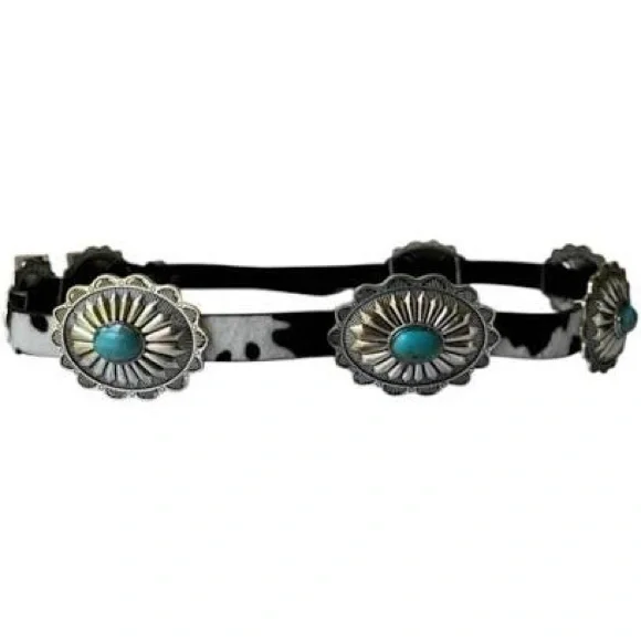 Gorgeous, Haute Hippie Cow Print Concho belt❤️NWT - Picture 4 of 6